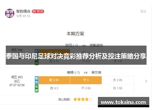 泰国与印尼足球对决竞彩推荐分析及投注策略分享